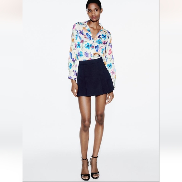 SATIN SHIRT WITH FLORAL PRINT SIZE L - Picture 2 of 8